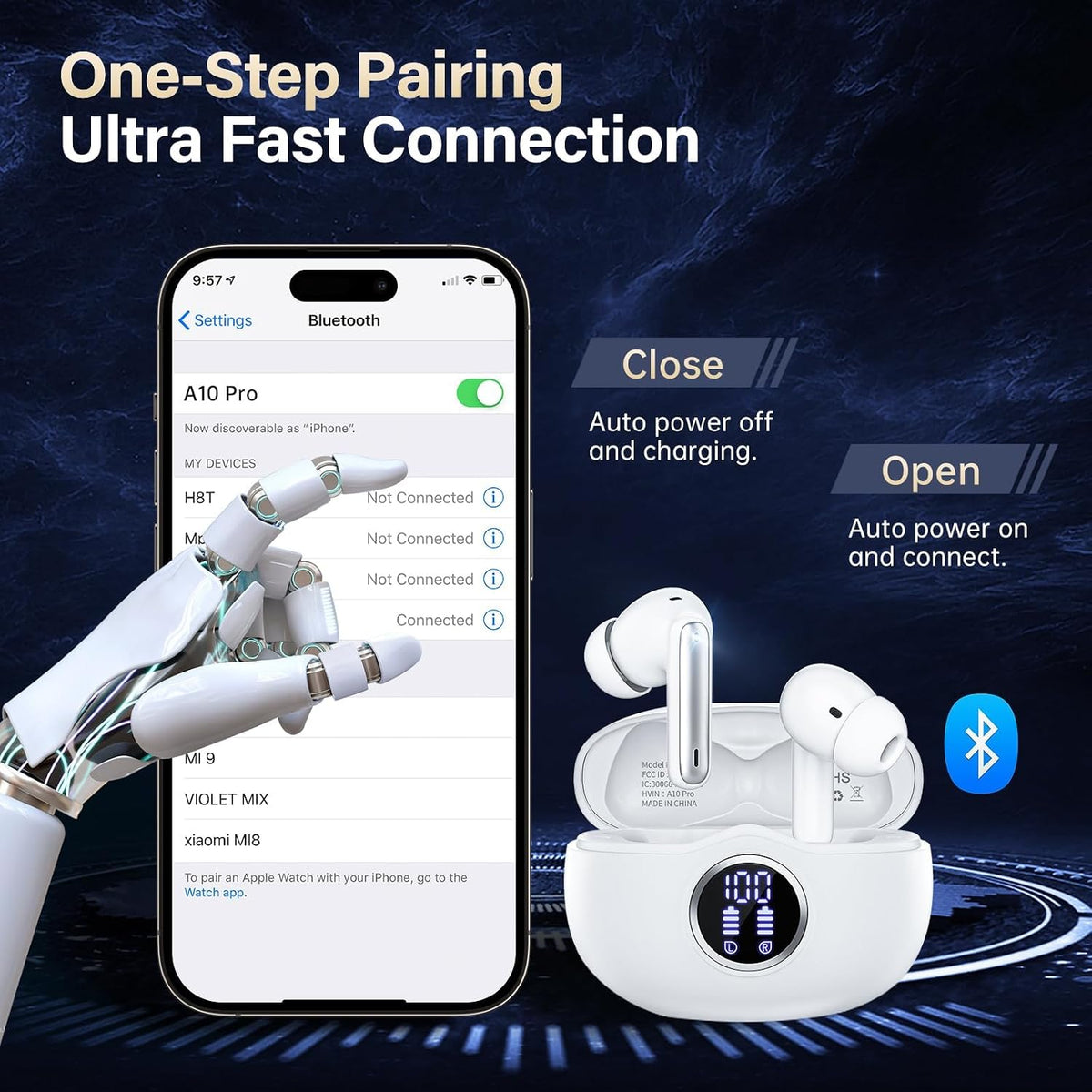 0.05s ultra-low latency mode for gaming and video, plus dual-device touch pairing