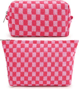SOIDRAM Cute Makeup Organizer 2-Pack – Holiday Gift for Teens and Women, Leopard and Floral Print Travel Toiletry Pouches
