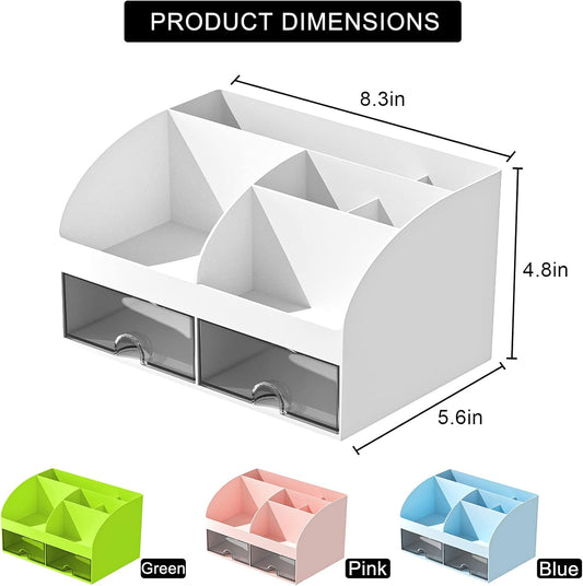 2 transparent drawers for concealed storage with quick visual access