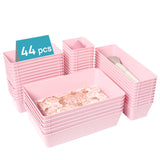 Vtopmart 44 PCS Clear Plastic Drawer Organizers Set, Elegant Drawer Trays for Bedroom, Bathroom, and Living Room Organization