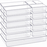 Criusia Clear Drawer Dividers – Less Clutter Bathroom Organizer, Simple 10 Pack Tray Set