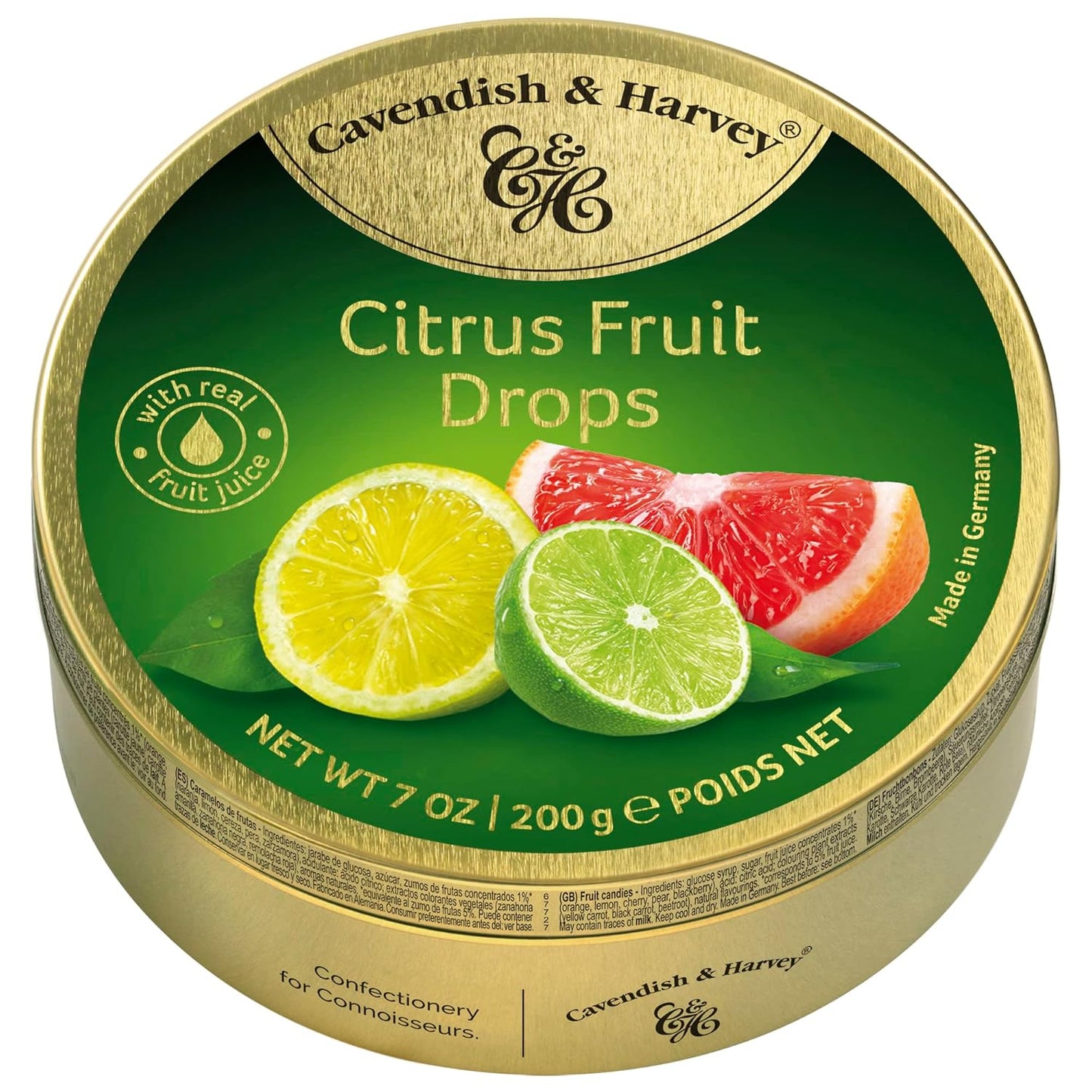 7-ounce decorative metal tin with resealable lid for freshness and reuse