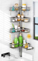 HAMITOR Adjustable Shower Caddy — Extra-Tall Slots for Family-Sized Shampoo Bottles
