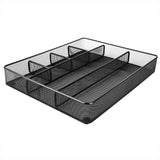 Amazon Basics Metal Mesh Organizer for Designer-Inspired Study Spaces, 6-Slot Tray in Sleek Black