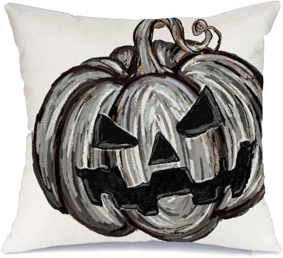 AACORS Pumpkin Throw Pillow Cover 12x20 Inches - Neutral Black and White Pillow Case for Intentional, Less-Is-More Home Styling