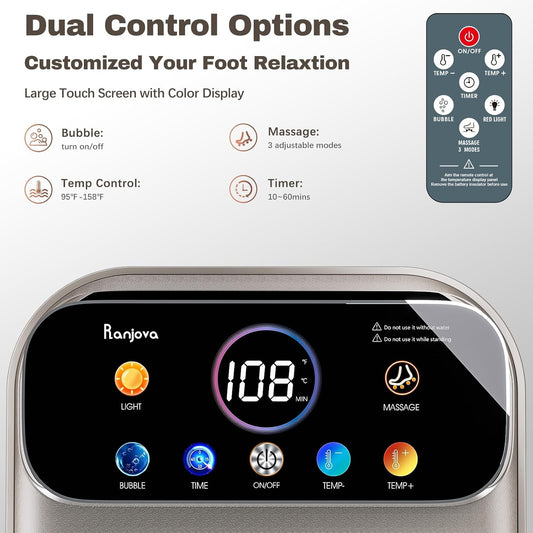 adjustable water temperature range of 95°f–118°f with automatic maintenance and on-screen display