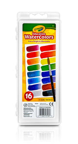Crayola Children's Watercolor Set – 16 Semi-Moist Paints and Brush for Home Art Table, Ages 4+