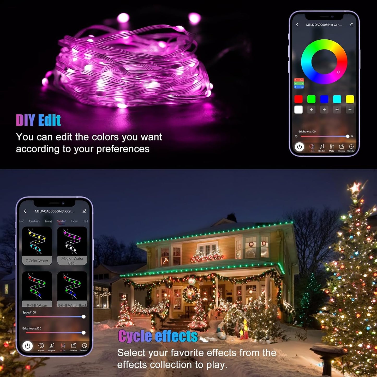 AIMENGTE LED String Lights for Kids Bedroom and Nursery – Cool to Touch, Flame Free Color Changing Night Light with Auto Timer
