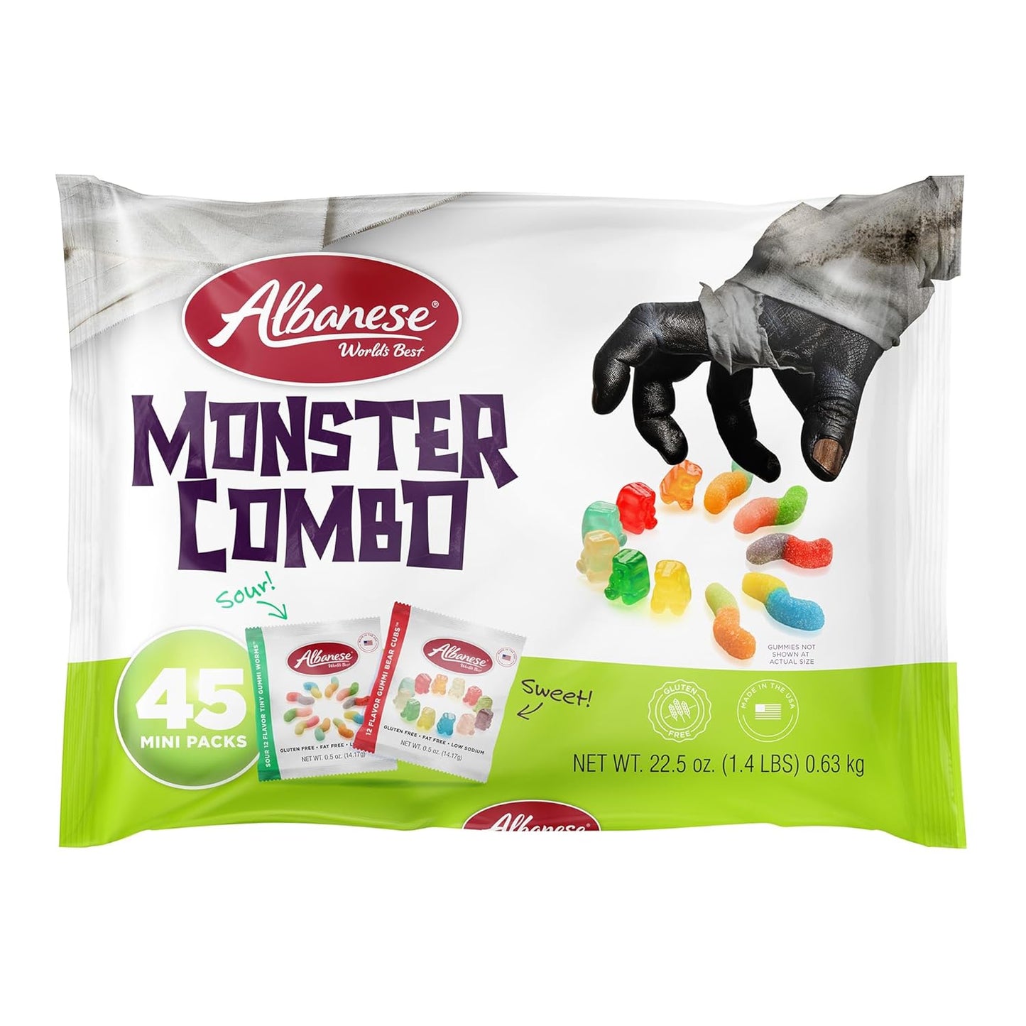 Albanese World's Best 12 Flavor Gummi Bear Cubs Halloween Candy – Allergy-Safe Trick or Treat Bags for Kids Class Party