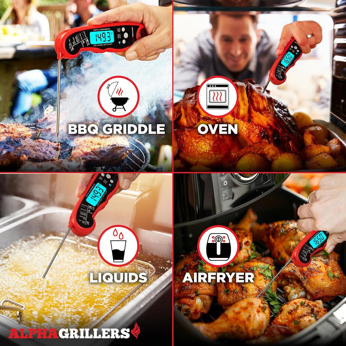 Alpha Grillers Instant Read Meat Thermometer – Elegant Birthday Gift for Mom, Her, and Dad with Gift Box and Spare Battery