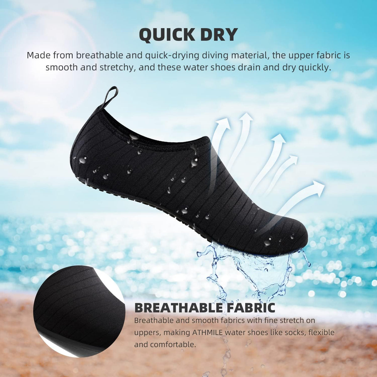 AquaTrek Flexible Swim Socks, Comfortable Water Shoes for Hydrotherapy and Joint-Friendly Lap Swimming
