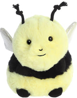 Aurora Rolly Pet Bee Happy Bean-Bottom Plush – Sturdy Sitting Toy for Kids' Room, Stroller, and Travel