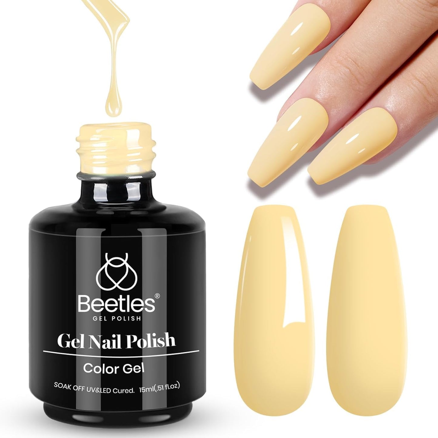 Beetles Gel Nail Polish – Alcohol-Free Lemon Chiffon Pastel for a Mindful Self-Care Manicure Routine at Home
