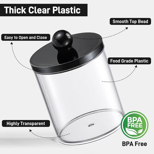 black sphere-top lids that fit securely to block dust and moisture