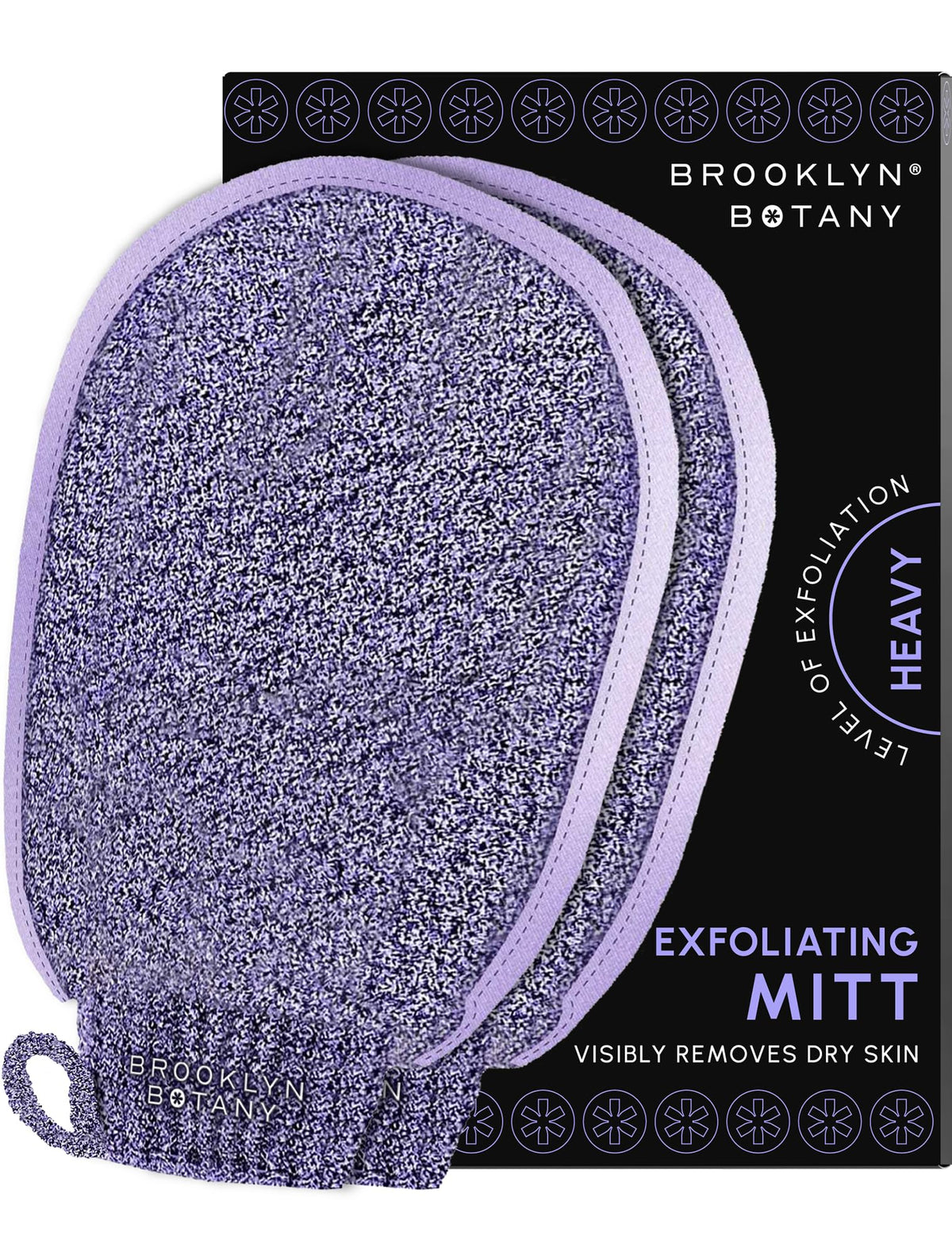 Brooklyn Botany Exfoliating Mitts for Bath and Shower – Heavy Duty Exfoliating Body Scrubber for Massage and Dead Skin Remover for Body – 2 Mitts