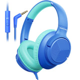 Travel-Friendly Wired Headphones with Microphone, 3.5mm Foldable Headphones for Long Flights and Road Trip Audiobooks