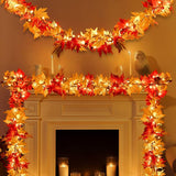 Harvest Lane – Pre-Lit Autumn Maple Garland, Hostess Gift for Thanksgiving Dinner Hostess