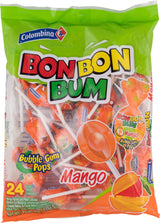 Colombina Bon Bon Bum Mango Lollipops – Individually Wrapped Goodie Bag Stuffers for Kids' Birthday Parties