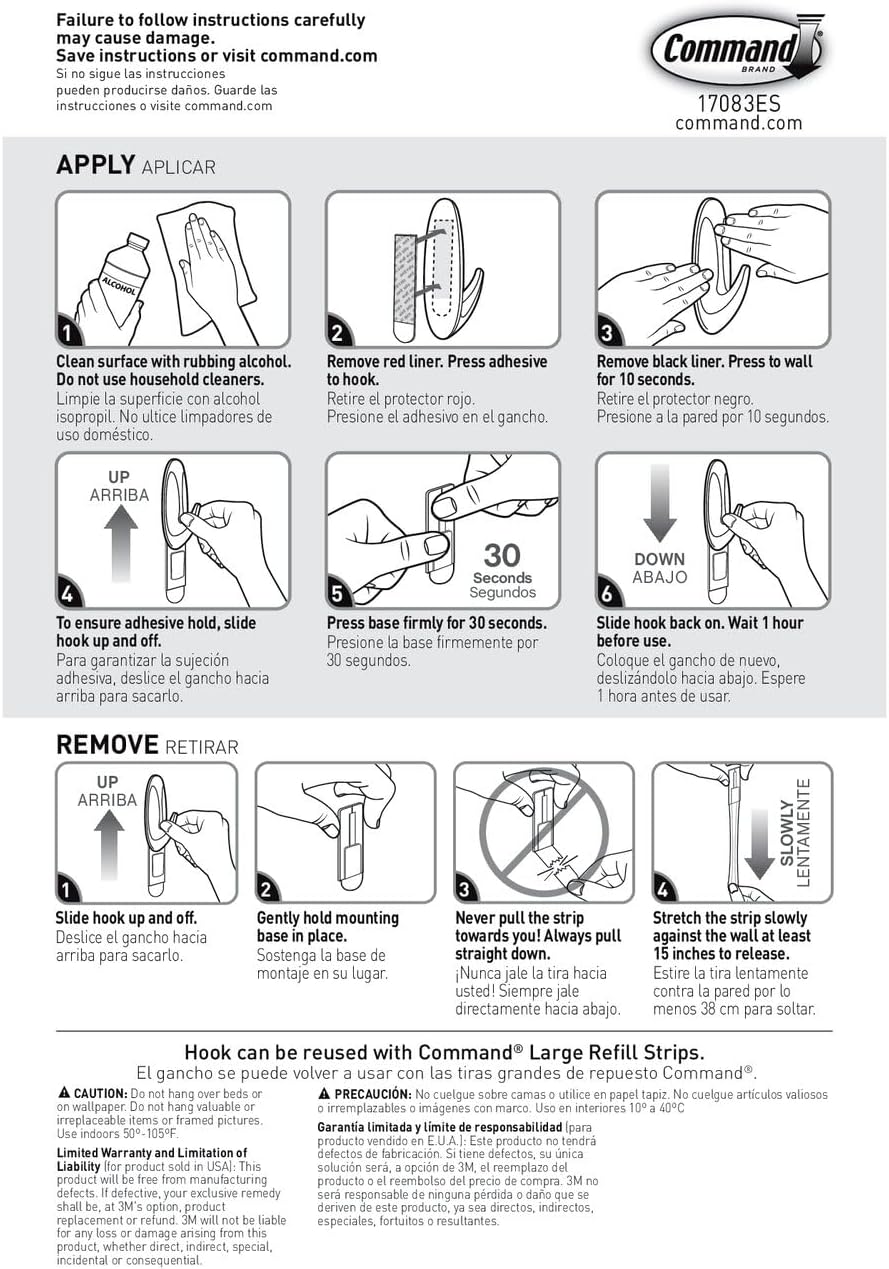 Command Large Designer Hook in Brushed Nickel – Mudroom Hook for Organizing Work Bags, Lanyards, and Office Essentials
