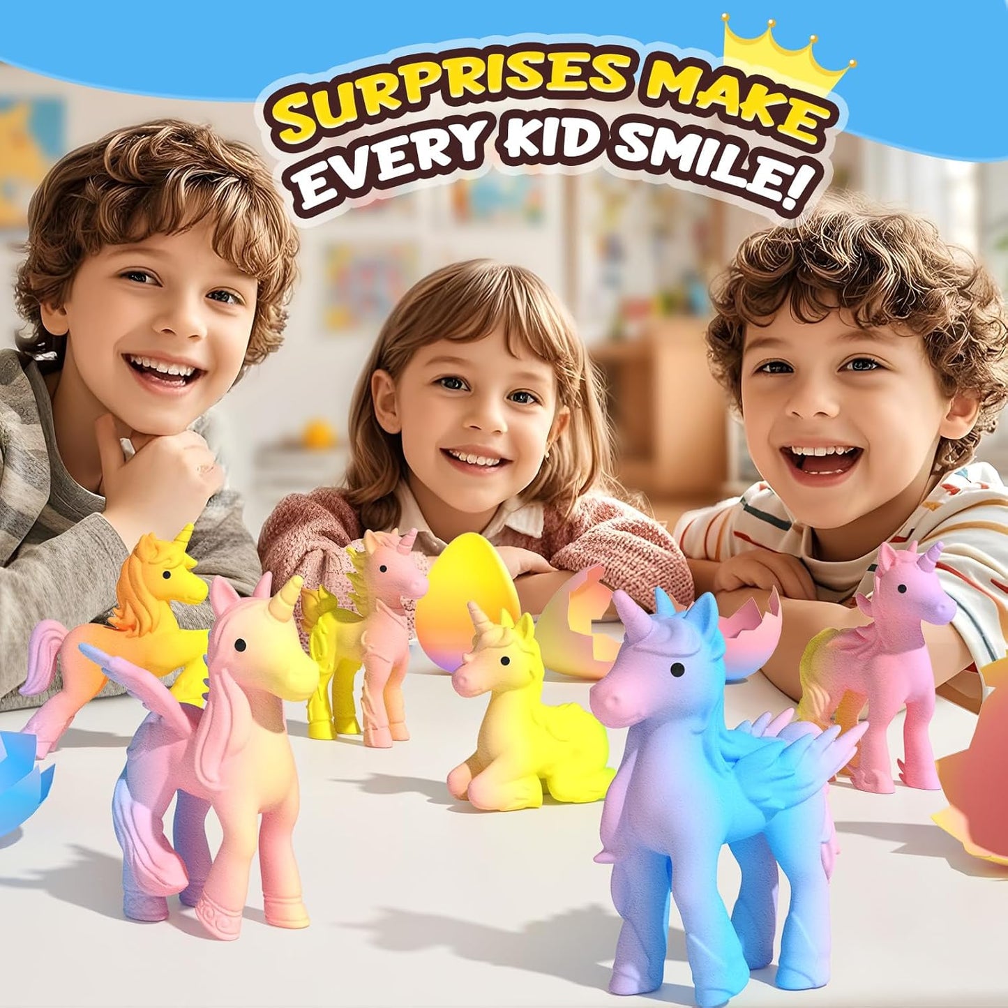 Coodoo Unicorn Hatching Rainbow Eggs 6 Pack – Magical Birthday Gift for Kids Ages 3-8, Easter Basket Stuffer for Boys and Girls