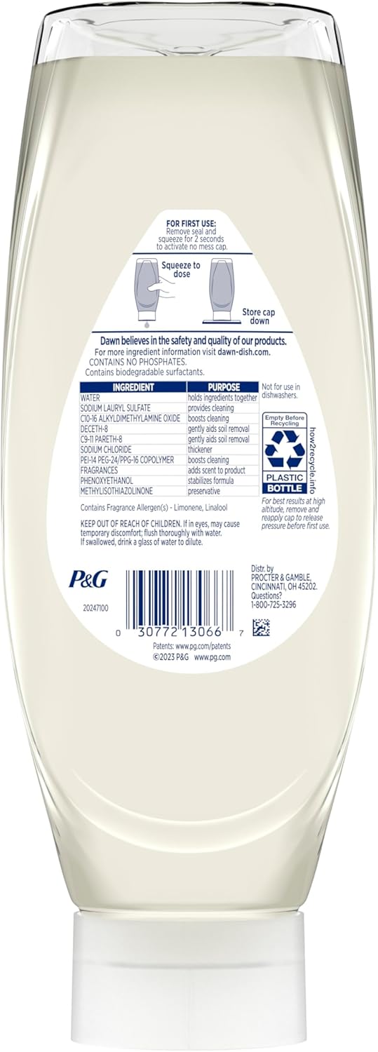 Dawn Free & Clear EZ-Squeeze Dish Soap – Portable Grease Cutting for Patio Cookouts