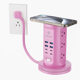 kakyanill Retractable Power Strip with Fireproof Shell – Family-Safe Charging Hub for Nightstands and Counters
