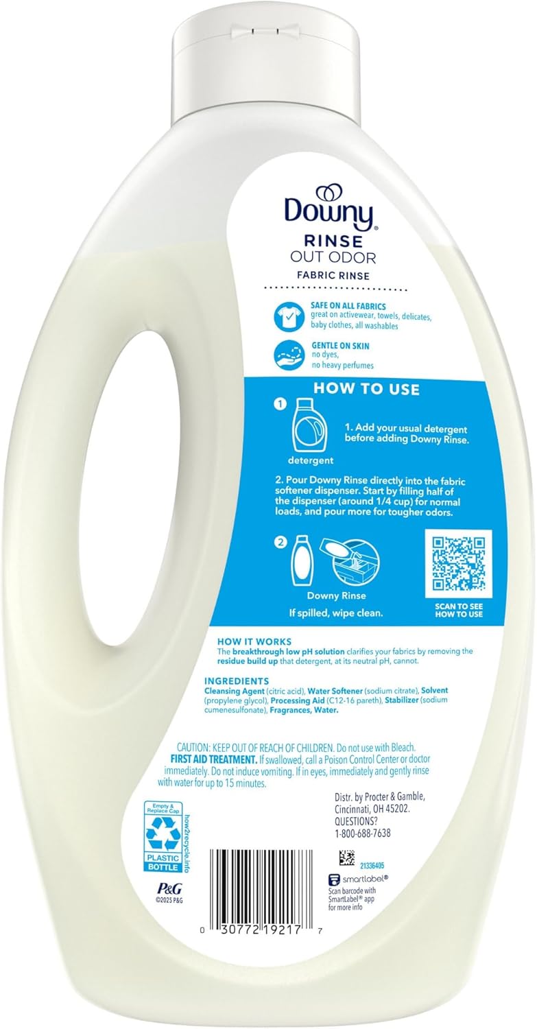 Downy Rinse Laundry Odor Remover Ocean Mist 62 oz – All-Purpose Laundry Upgrade for Family Households