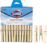 Clorox Wood Clothespins with Spring – Camping & RV Travel Laundry Clips, Rust-Resistant 50 Pack