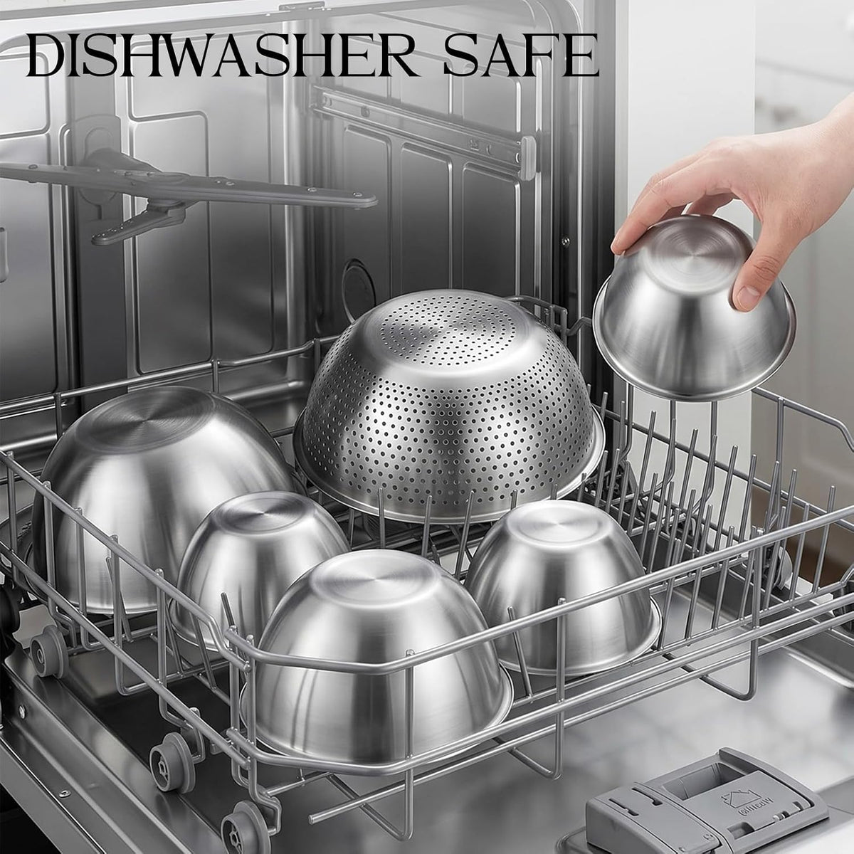 DUTZUN Mixing Bowls & Colander Set – Understated Neutral Finish for Modern Minimalist Kitchens
