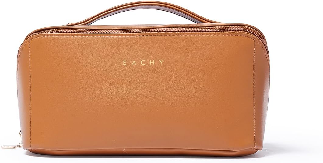 EACHY PU Leather Cosmetic Bag – Stunning Graduation Gift for Her, Personalized Makeup Travel Pouch in 57 Styles