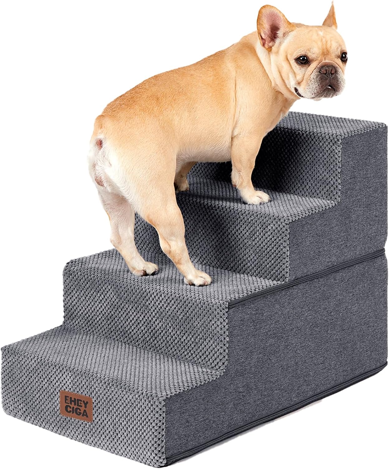EHEYCIGA Dog Stairs for Bed 18" – Foldable Foam Pet Steps That Disappear Into Any Room