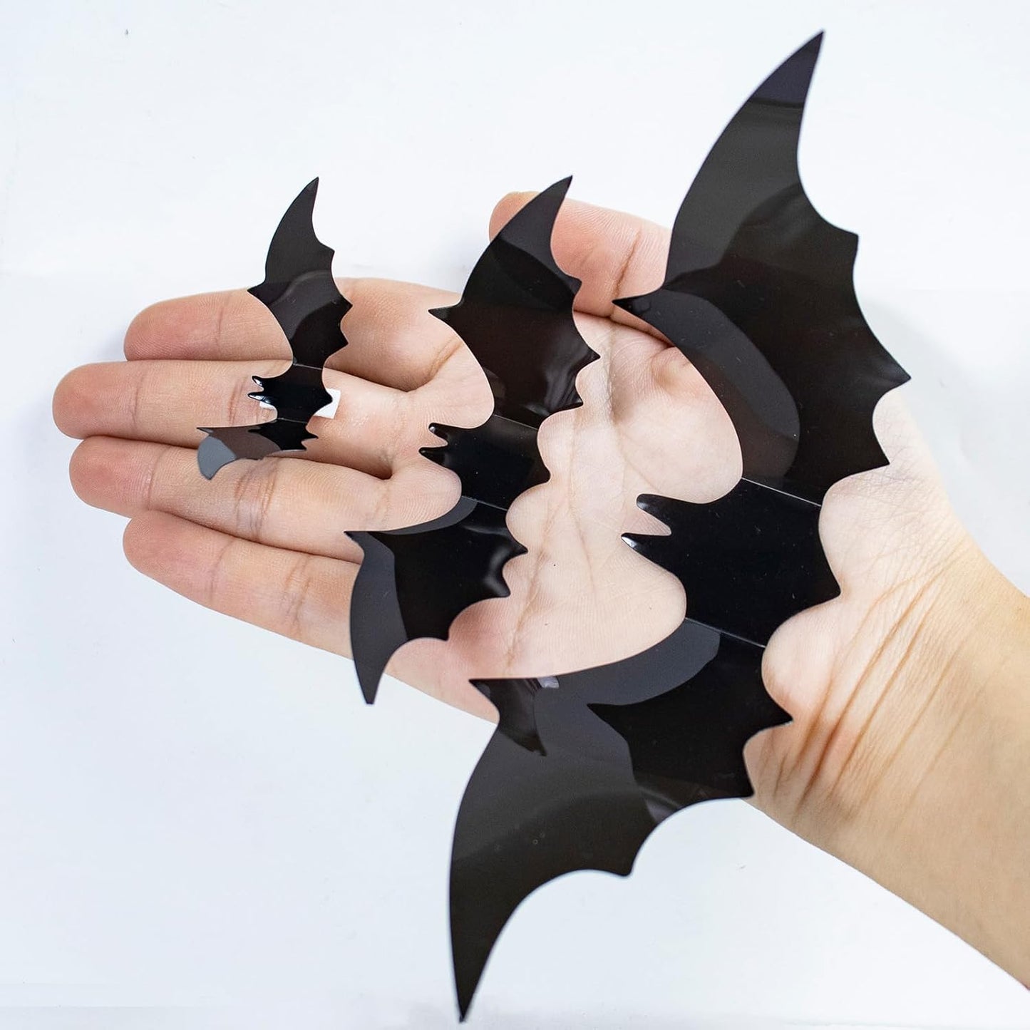 Elegantly Halloween 152 Pcs 3D Black Bats – Safe DIY Craft Kit for Kids' Bedroom Walls and Playroom Decor, Child-Friendly Halloween Party Supplies