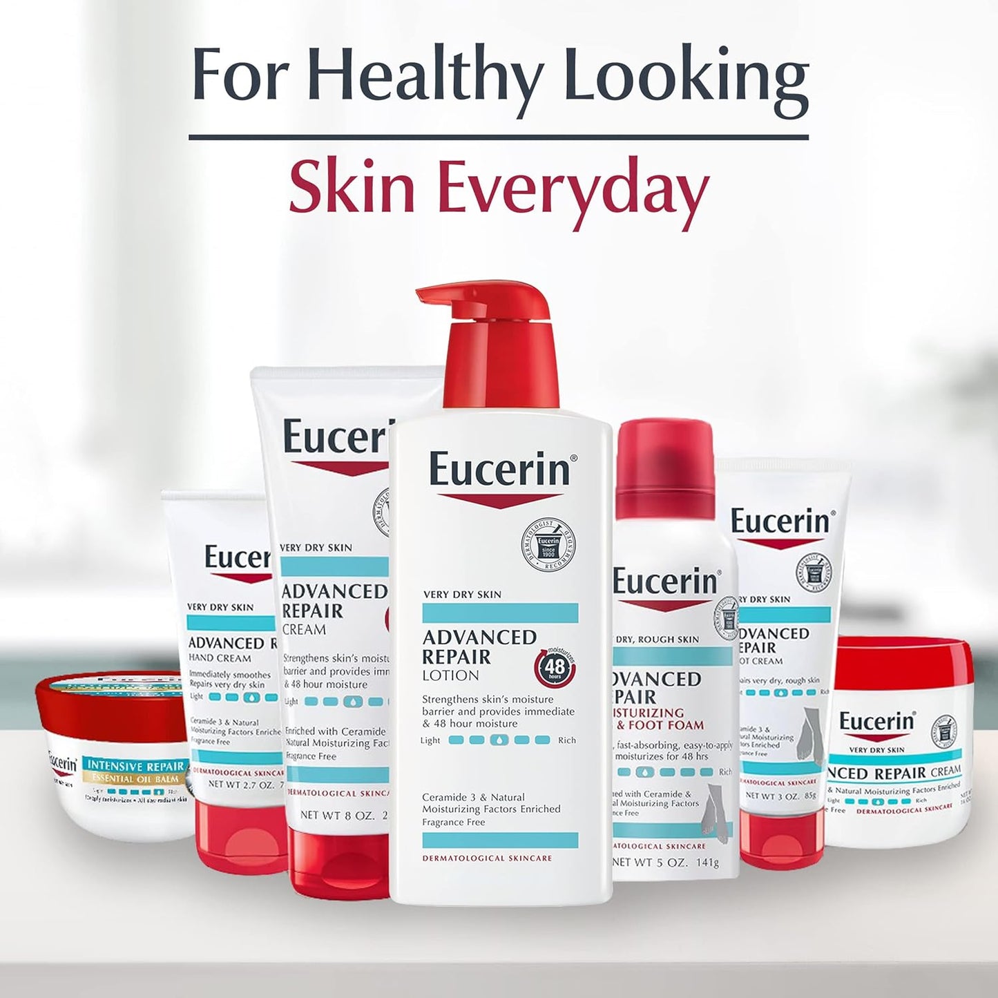 Eucerin Advanced Repair Foot Cream – Post-Shower Wind-Down Moisturizer for Rough Feet, Fragrance-Free 3 oz Tubes, Pack of 3