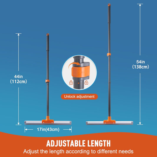 extendable aluminum handle adjustable from 44 to 54 inches with locking mechanism
