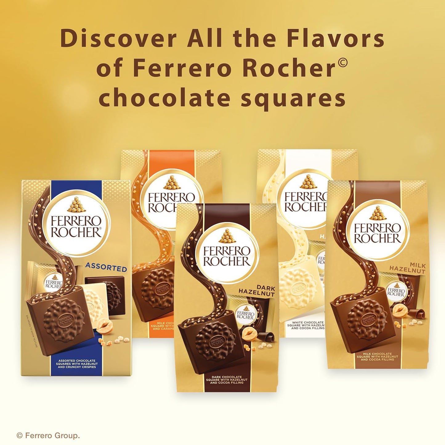 Ferrero Rocher Milk Hazelnut Squares – Crafted Italian Confection for Elevated Gifting Occasions, 60 Individually Wrapped Pack