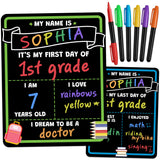 First Day of School Board for Teachers, Classroom Back to School Photo Station Supply with Reusable Chalk Marker Surface