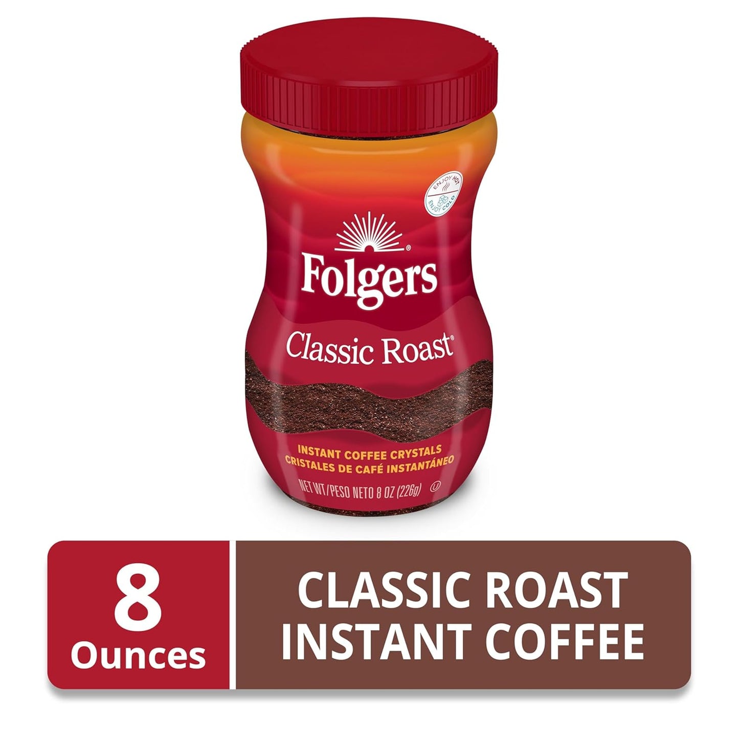 Folgers Classic Roast Instant Coffee – Portable Travel Jar for Campground and Road Trip Brewing