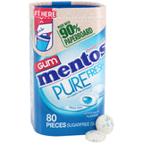 Mentos Pure Fresh Sugar-Free Chewing Gum with Xylitol for Mindful Breath Care Routines, Fresh Mint 80-Count Paperboard Bottle