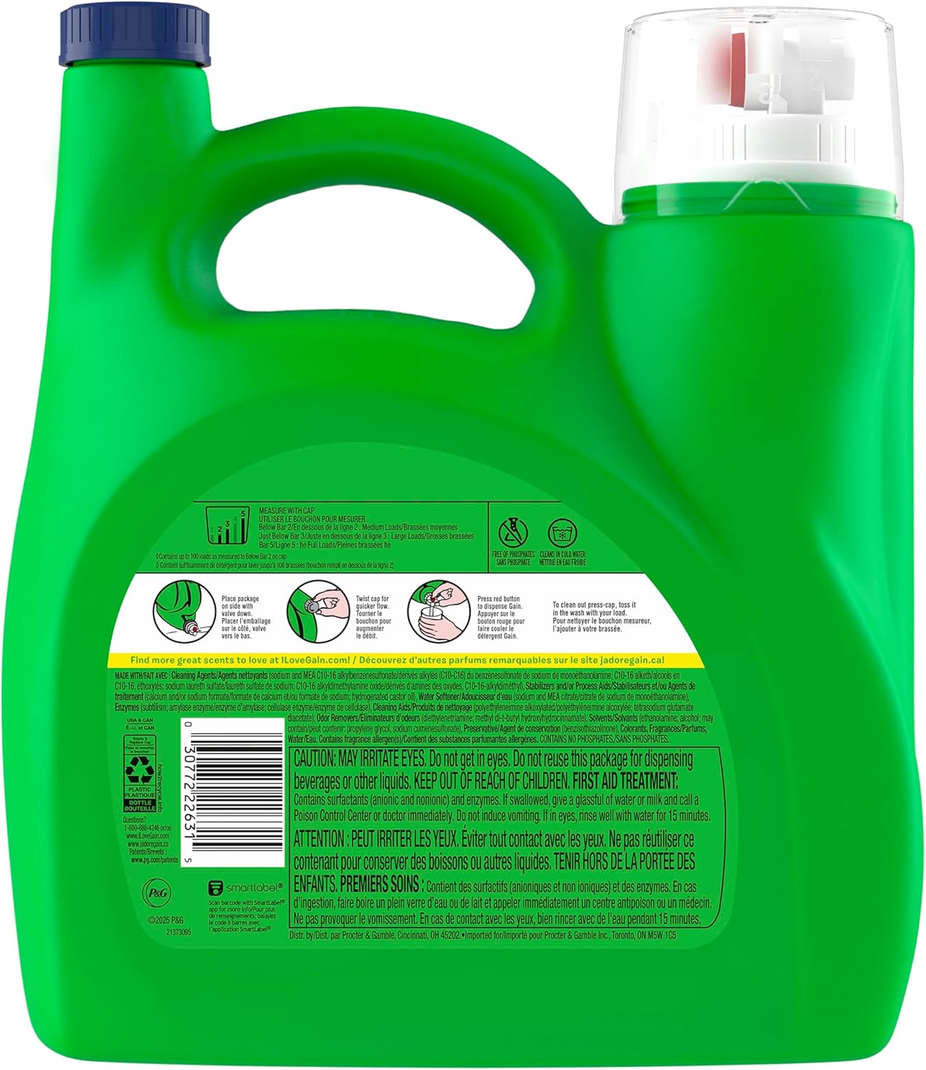 Gain Island Fresh Laundry Detergent 154 fl oz – Family-Safe Fresh Scent for Kids' Pajamas, Nursery Linens, and Playroom Rugs
