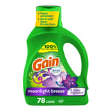 Gain Moonlight Breeze Laundry Detergent with Odor Defense – Family-Safe Laundry Soap for Kids' Sports Uniforms and Towels, 177 fl oz, 134 Loads