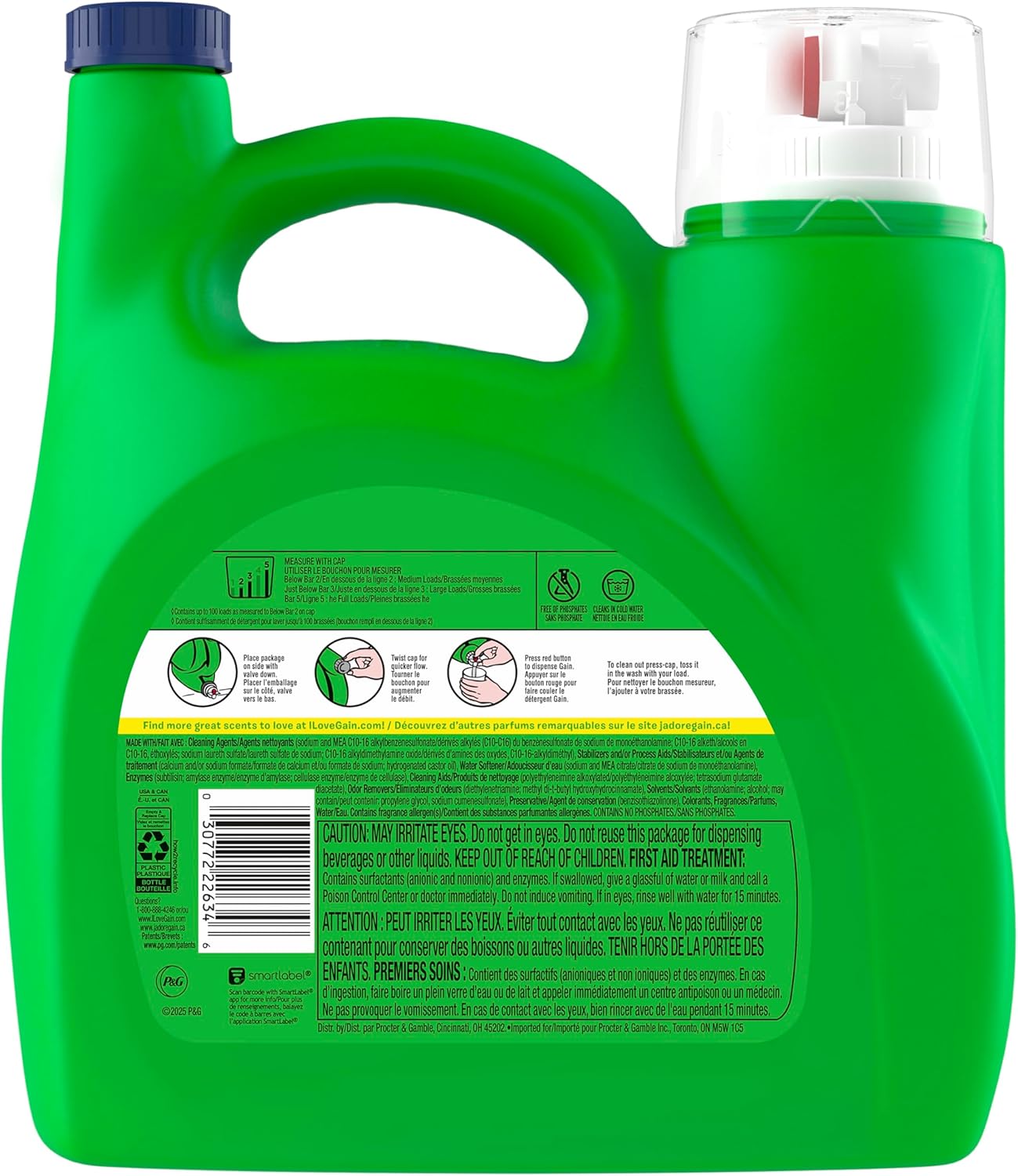 Gain Liquid Laundry Detergent Original Scent for Patio Towel Loads, Bulk Laundry Soap
