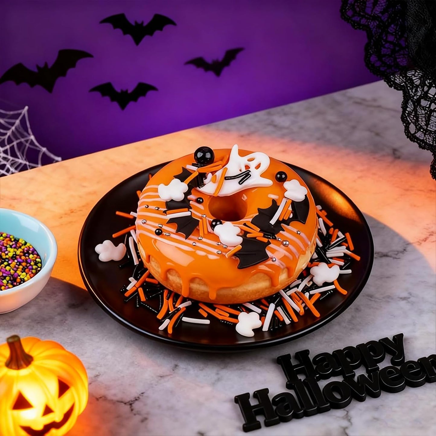 Halloween Sprinkles - Thoughtful Hostess Gift for Halloween Party Entertainers, 4-in-1 Edible Sprinkle Jar 320g