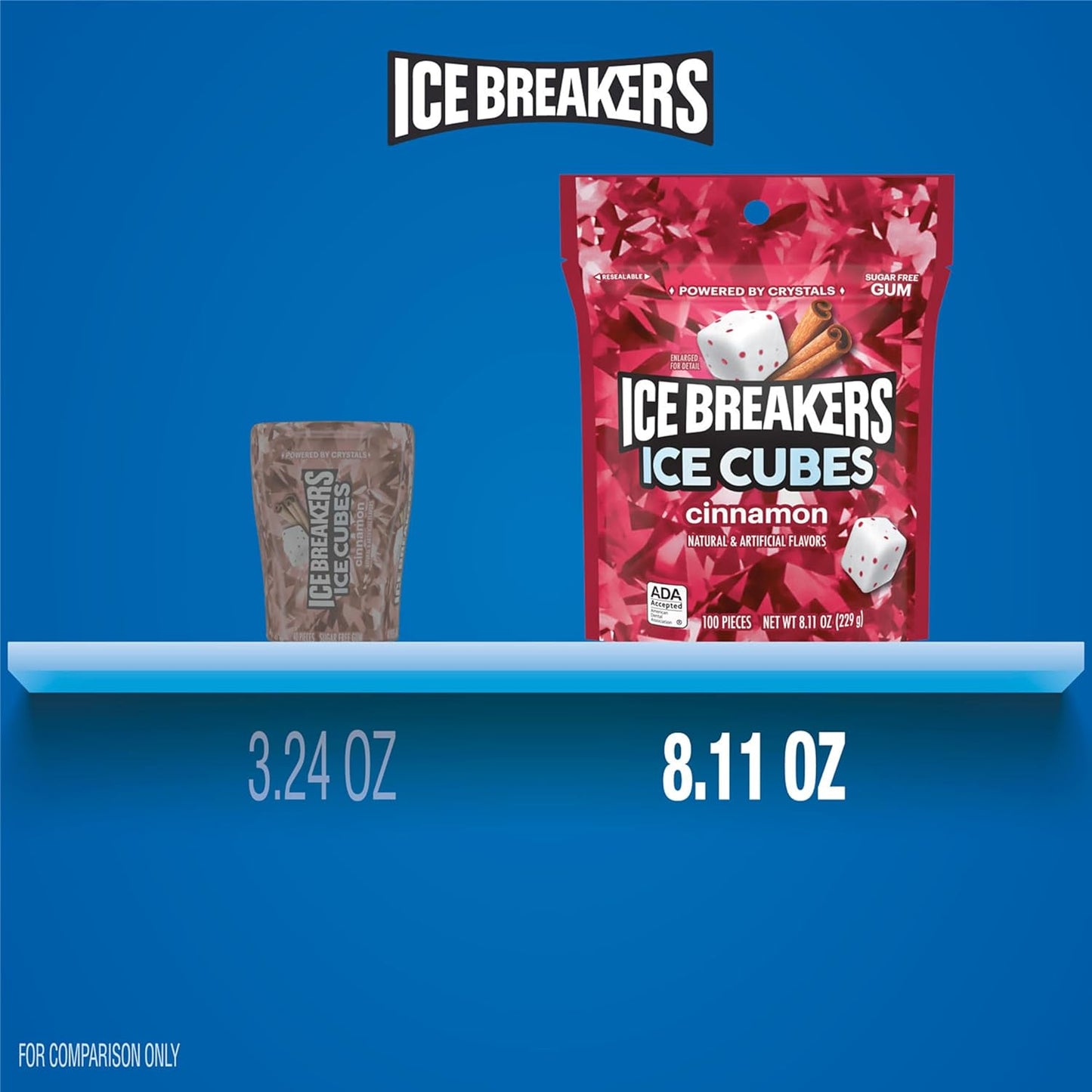 ICE BREAKERS Ice Cubes Cinnamon Sugar Free Chewing Gum Pouch – Desk Drawer Focus Companion for Office Professionals and Long Work Sessions