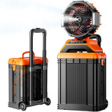 Ausswell Cordless Misting Fan – Camping and Tailgate Cooling Companion, 40Ah Battery with 360° Wheels