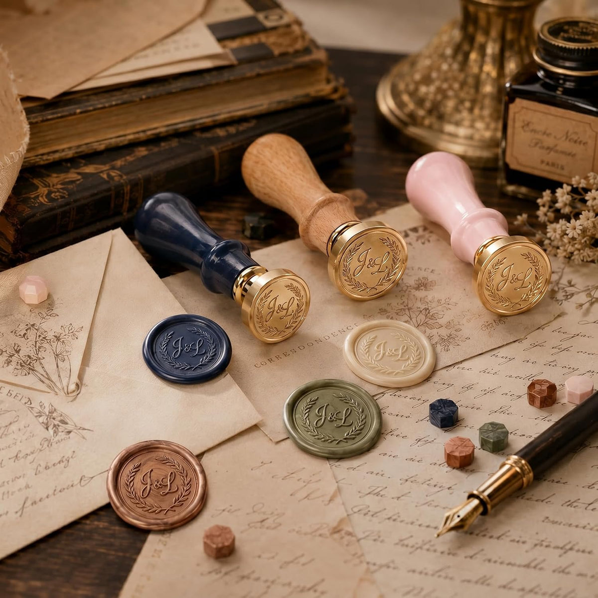 KAINSY Bespoke Brass Wax Seal Stamp – Refined Personalized Embellishment for Couture Packaging and Announcements