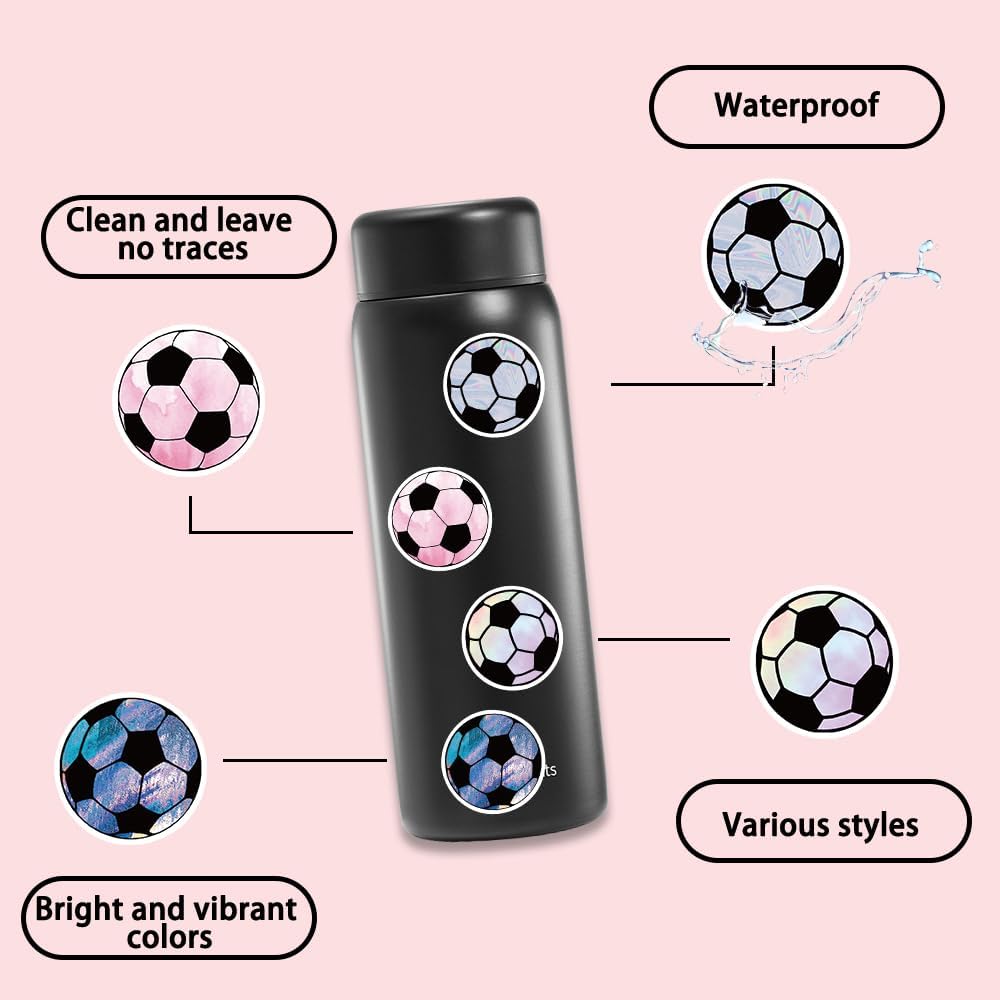 KickOff Kings Kids Soccer Sticker Variety Pack for Playroom Decor, Reusable No-Residue Vinyl Stickers for Scrapbook and Lunch Boxes