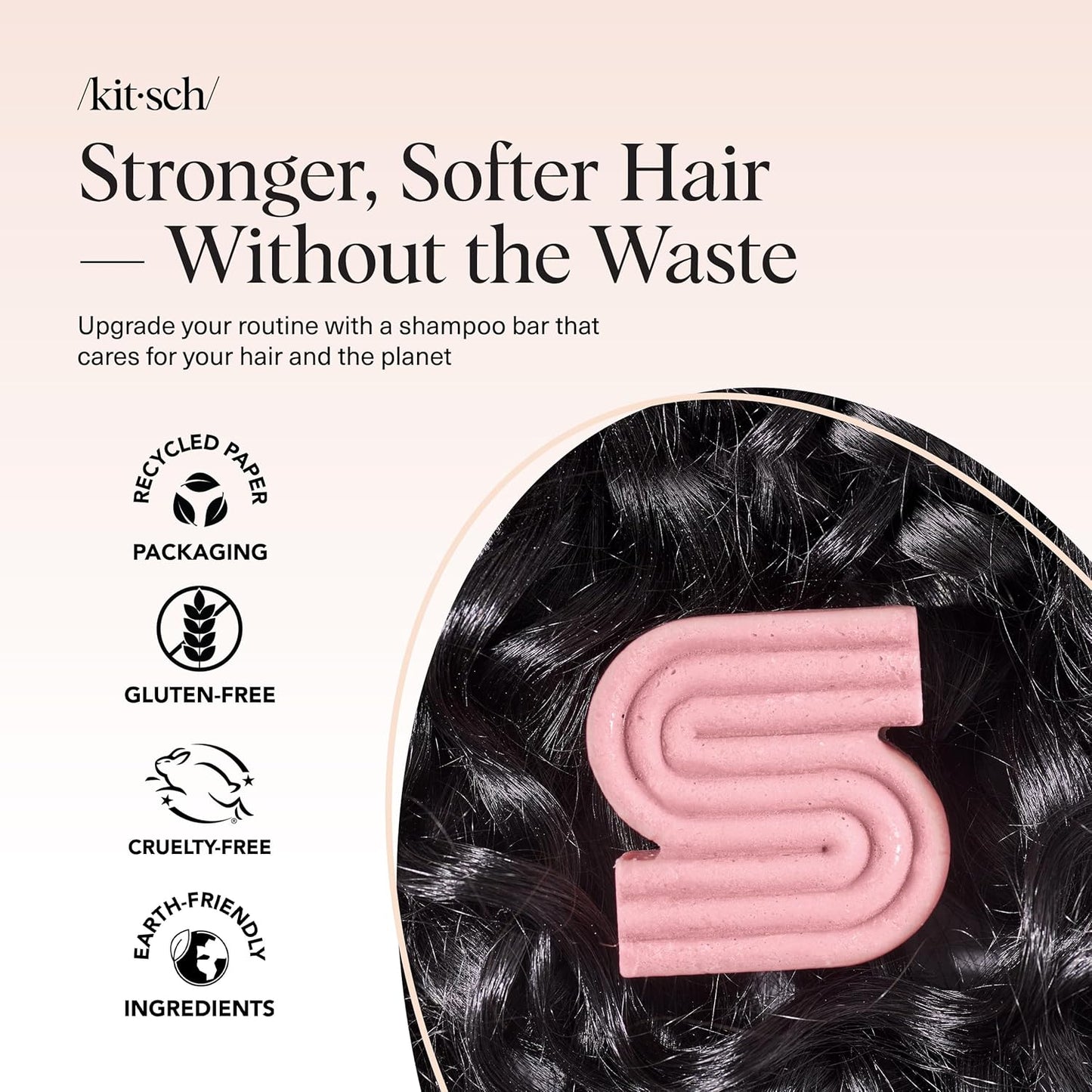 Kitsch Castor Oil Shampoo Bar – Spill-Proof Solid Wash for Camping and Hiking Trips
