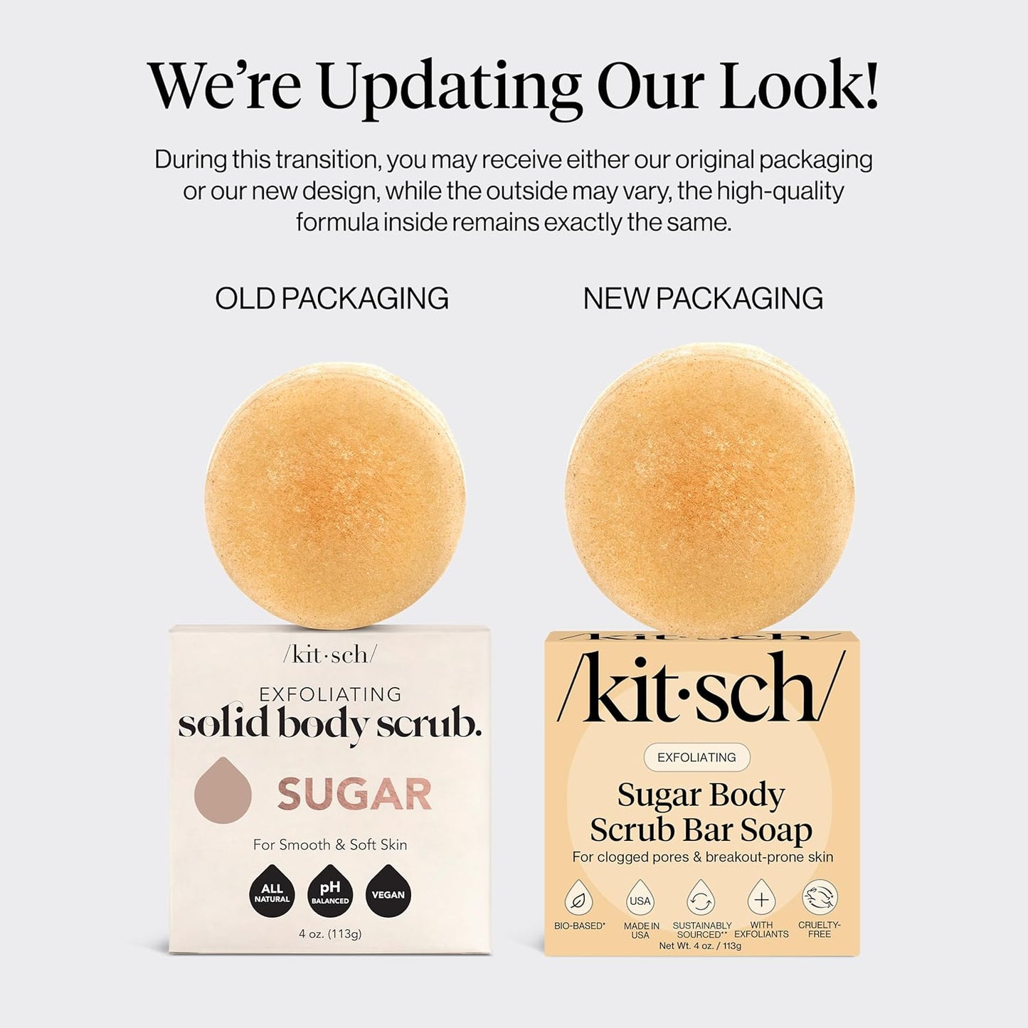 Kitsch Sugar Scrub Bar – Thoughtful Self-Care Gift for Her, Stocking Stuffer Eco Skincare Set