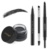 LAVONE Eyebrow Makeup Kit, Waterproof Brow Pencil, Pomade, Eyeliner-Ash Black | Housewarming and Bridesmaid Gift, Neutral Ash Black Brow Kit