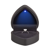 LETURE Heart Shaped Ring Box with LED Light – Simple Neutral Ring Holder for Uncluttered Vanities